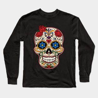 Gothic Day Of The Dead Roses Sugar Skull 1 Long Sleeve T-Shirt